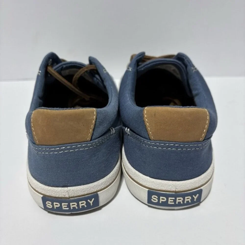 Sperry Men’s Striper LTT Linen Blue Canvas Sneakers, Size 6 M